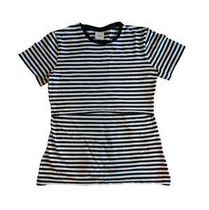 Boob Design black and white stripe nursing t-shirt (M)